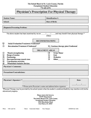 Fillable Online Physicians Prescription For Physical Therapy Fax Email ...