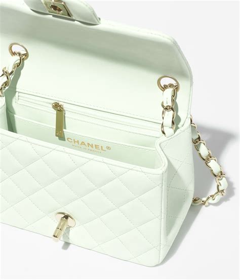 Mini classic handbag, Lambskin, light green — Fashion | CHANEL