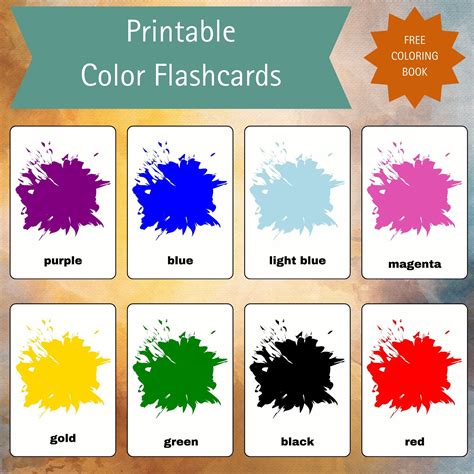 COLORS, 24 Montessori Flash Cards, Flash Cards Nomenclature, Printable ...