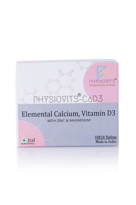Physiovits CaD3 | Elemental Calcium with Vitamin D3 with Zinc ...
