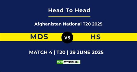 MDS vs HS Player Battle & Head to Head Team Stats - Afghanistan ...