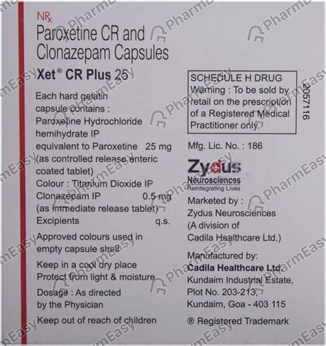 Buy Xet Cr Plus 25mg Capsules Online at Flat 15% OFF | PharmEasy