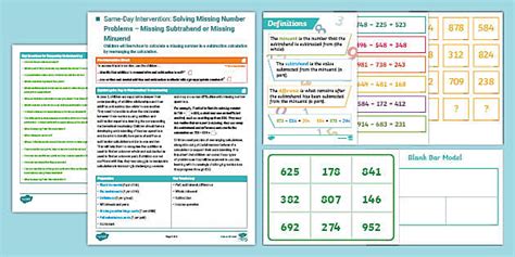 👉 Y3 Maths Intervention: Missing Subtrahend or Minuend