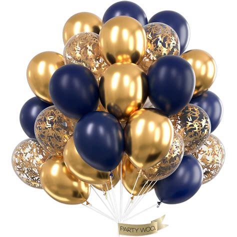 Buy PartyWoo Navy Blue Gold Balloons, 40 pcs Latex Balloons, Navy Blue ...