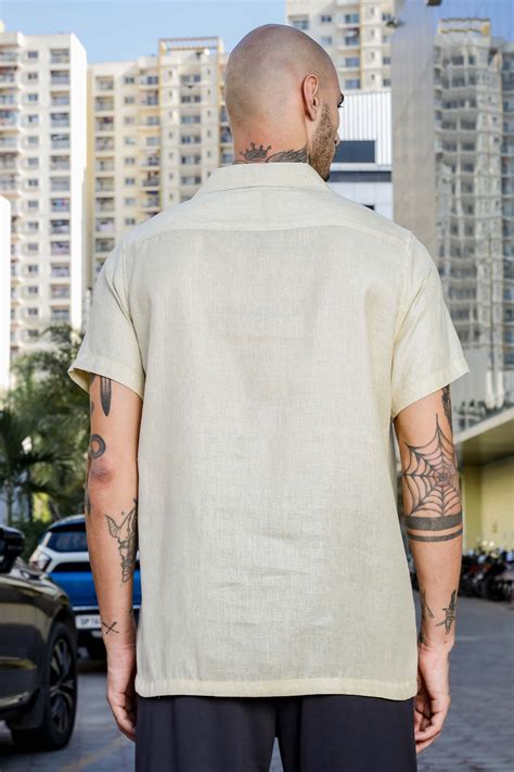 Linen Blend Beige Cuban Collar Classic Relaxed Fit Shirt – House of Koala