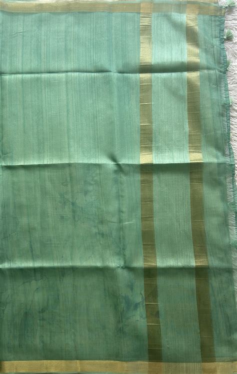 Semi Tussar Saree Aqua Blue Color Paired With a Zari Border ...