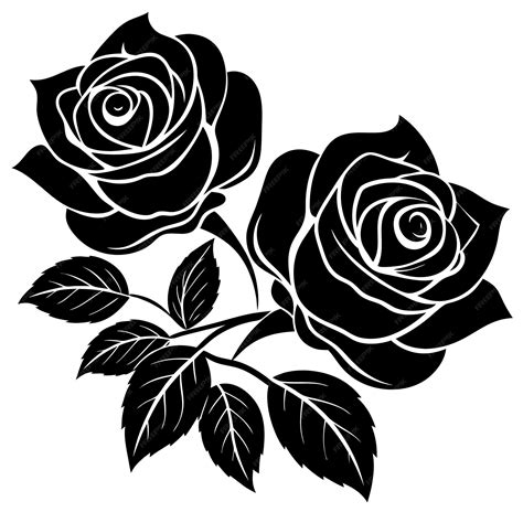 Premium Vector | Rose Black Color Silhouette and Flat Rose Flower icon ...