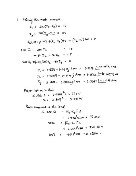 ES Tutorial 7 class notes - 1. solving the mesh currents I, 115 I3 115 ...