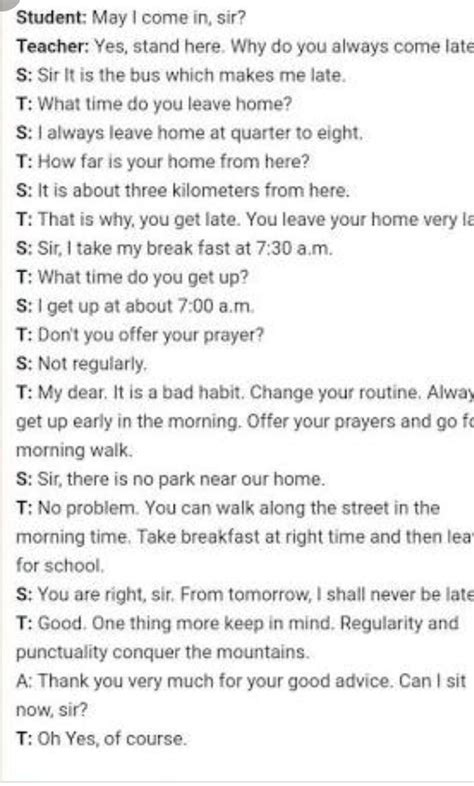 conversation between teacher and student in her fisrt day in class ...