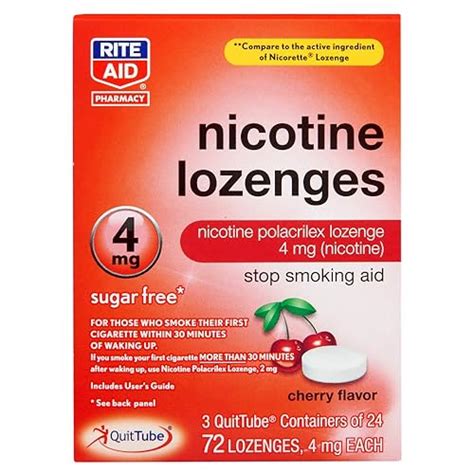 Buy Rite Aid Cherry Nicotine Lozenges, 4mg - 72 Lozenges | Quit Smoking ...