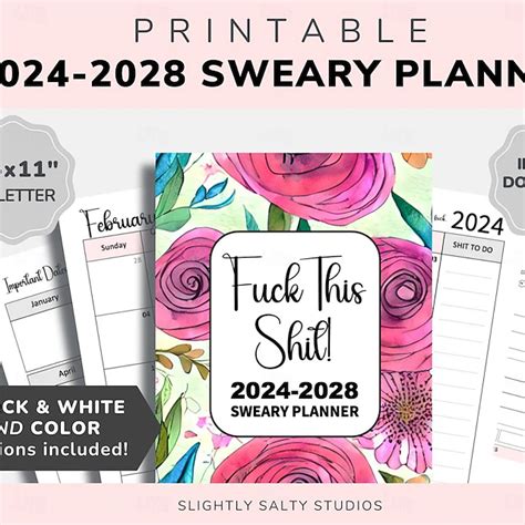 2024-2028 Printable Planner, Sarcastic Planner, Cuss Word Planner, 2024 ...