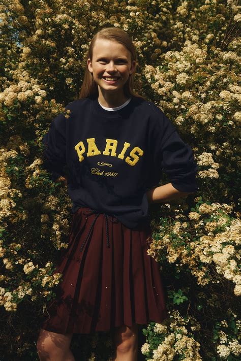 Text-motif sweatshirt - Navy blue/Paris - Ladies | H&M IN