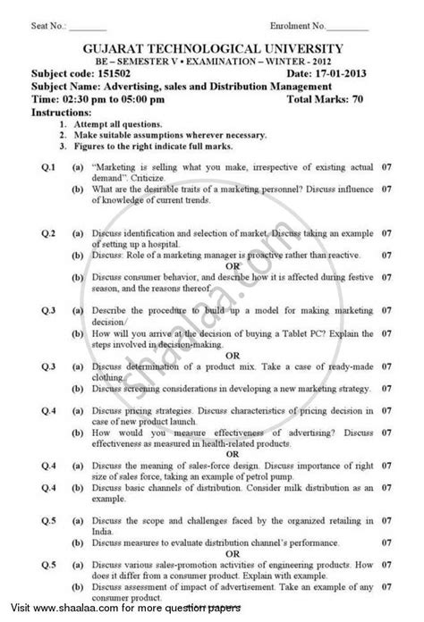 Advertising, Sales and Distribution Management 2012-2013 Bachelor of ...