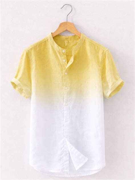 Swiss Linen Fade Shirt for Men | Sunshine Yellow | Up to 5XL