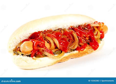 Hot dog with ketchup stock photo. Image of cucumber, rolls - 15342382
