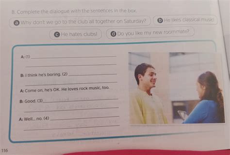 complete the dialogue with the sentences i'm the box. - Brainly.lat