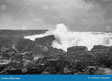 Brimketill Lava Rock Pool in Iceland Huge Wave Hitting Black Basalt ...