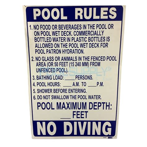24"X36" Florida Pool Rules Sign - 2436FL