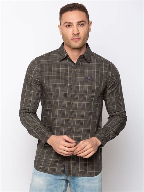 Buy Olive Slim Fit Shirt - Checked Shirts for Men | Status Quo