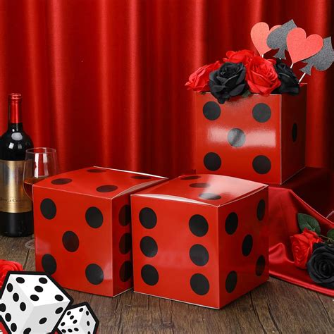 Sinmoe 6 Pcs Casino Dice Favor Boxes Bulk 7 x 7 x 7 Inch Casino Themed ...