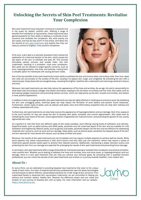 PPT - Unlocking the Secrets of Skin Peel Treatments Revitalise Your Complexion PowerPoint ...