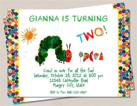 Very Hungry Caterpillar Birthday Invitation. $5.00, via Etsy ...