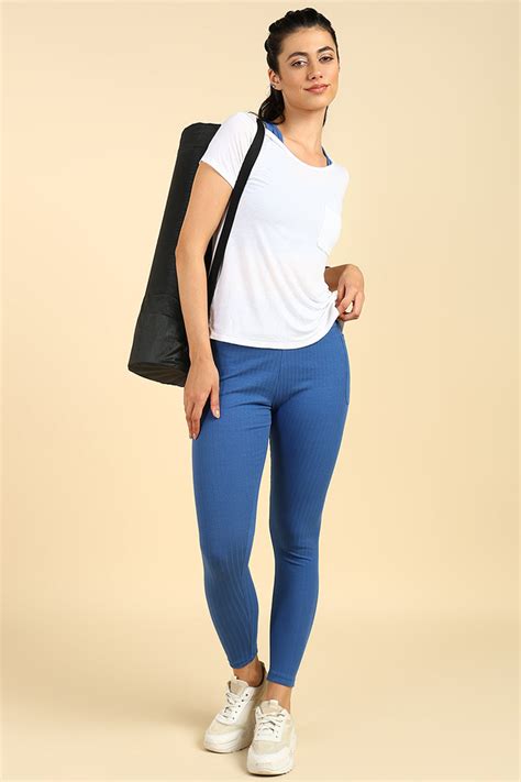 All Over Ribbed Cotton Blue Mom Legging – House Of Zelena™