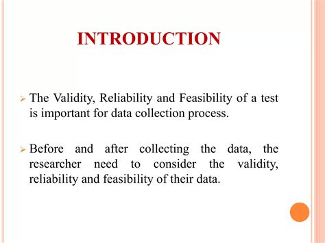 Validity, reliability and feasibility | PPTX - importance of reliability and validity in research