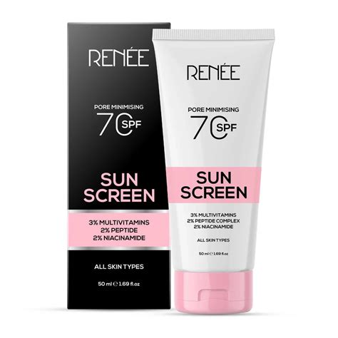 RENEE Pore Minimizing Sunscreen SPF 70 With 2% Niacinamide, 2% Peptide ...