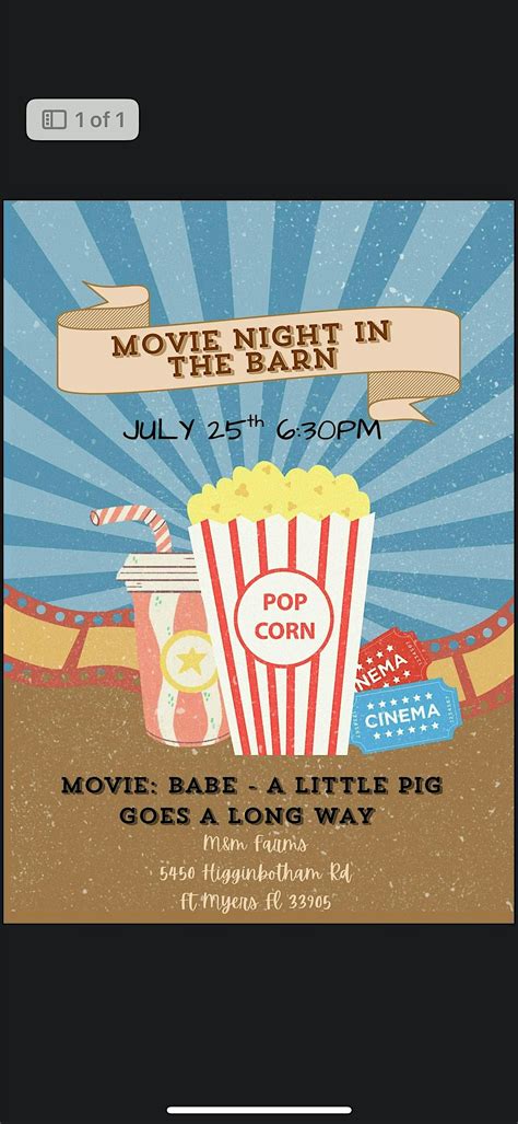 Family movie night in the barn- featuring BABE, 5450 Higginbotham Rd ...