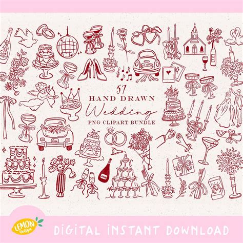 Top 44+ Free Wedding Clipart Bundle