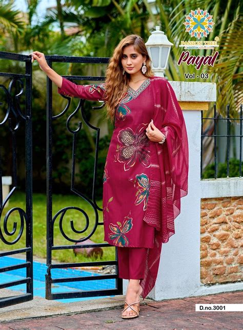 PASSION TREE PAYAL VOL 3 FANCY PRINT STRAIGHT KURTI WITH PANT & DUPATTA ...