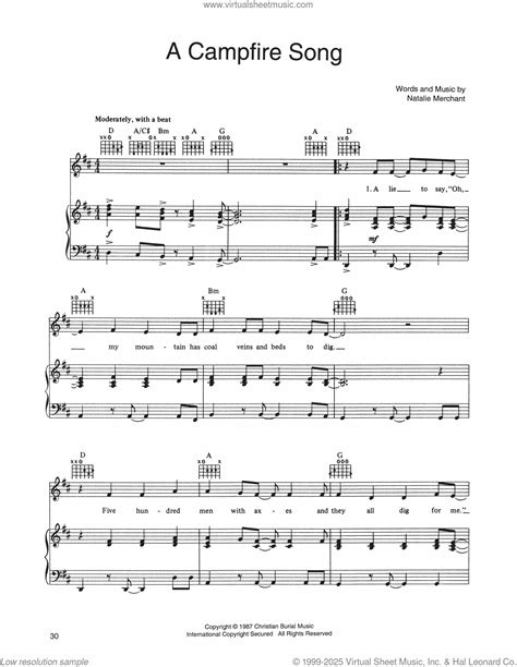 A Campfire Song sheet music for voice, piano or guitar (PDF)