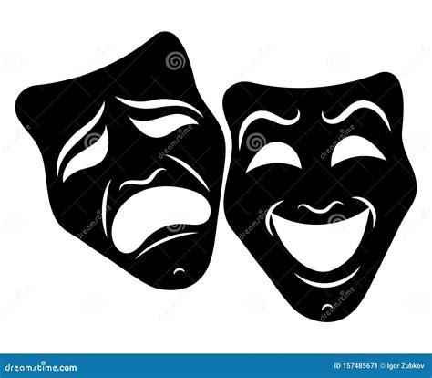 Theatre Masks. Drama and Comedy. Illustration for the Theater. Tragedy ...