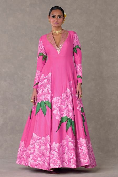 Buy Pink Silk Embroidery, Gota Patti, Sequins Candy Swirl Floral Print ...
