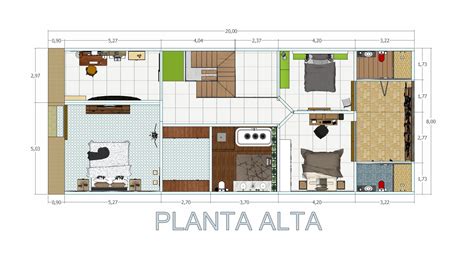 Floor Plan of a 8X20 Meters House with Studio