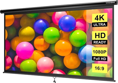Brandclub - VIVOHOME Projector Screen Pull Down, 16:9 100 Inch ...