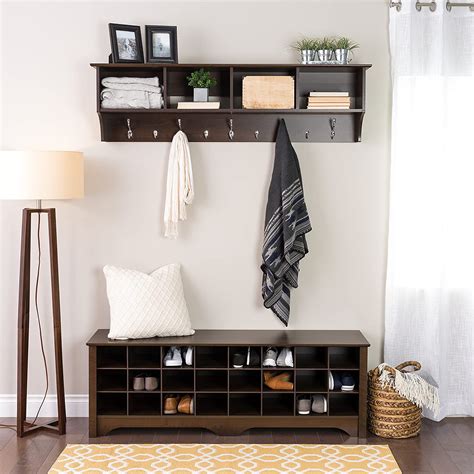 Buy Shoe Rack Bench, 24 Pair Shoe Storage Cubby Bench, Espresso Shoe ...