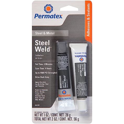 Permatex 84209 PermaPoxy 4 Minute Multi-Metal Epoxy, Two 1 oz. Tubes ...