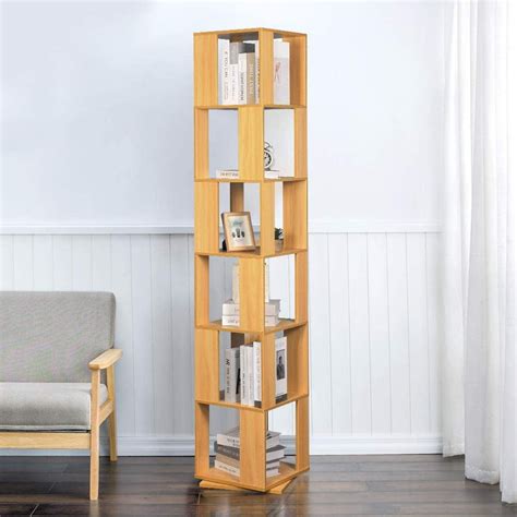 6 Tier Open Storage Swivel Bookcase Revolving India | Ubuy