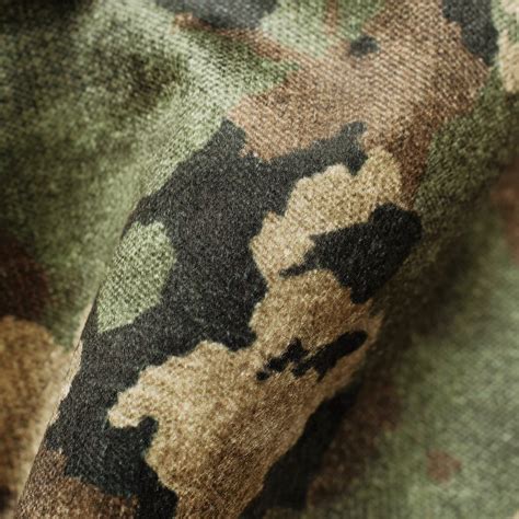 Beige And Army Green Camouflage Digital Print Velvet Fabric (Width 58 ...