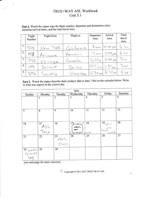 ASL Trueway Unit 5 Worksheet Complete Solution - ASL Trueway Unit 5 ...