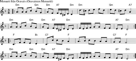 Menuett från Oravais (Oravaisten Menuetti) on folk tune finder