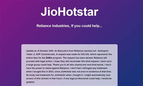 JioHotstar Saga: Delhi App Developer Alleges Legal Threat From Reliance ...