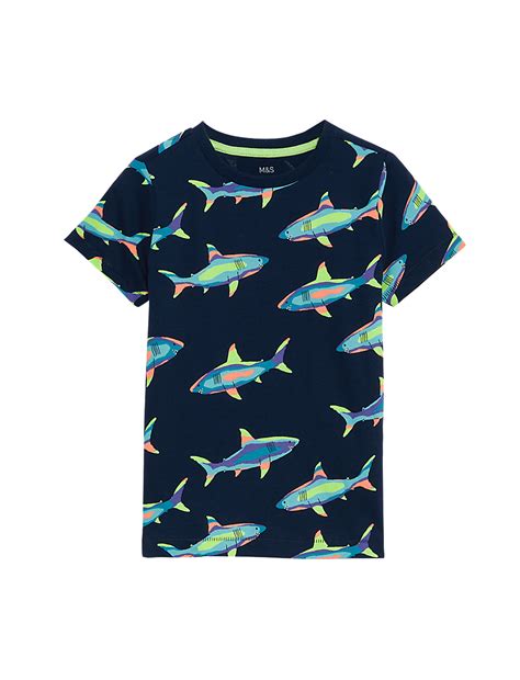 Buy Pure Cotton Shark T-Shirt at Marks & Spencer