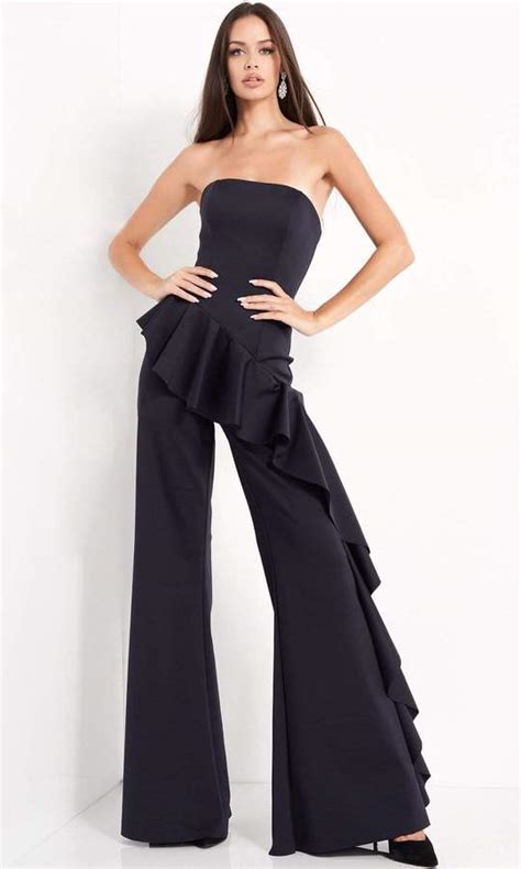 Black strapless Peplum Ruffled Jumpsuit – ShObO