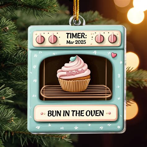 Bun In The Oven Cute Oven Flat Design - Personalized Acrylic Ornament ...