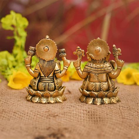 Buy Blessing Laxmi Ganesh Idols, Brass Lakshmi Ganesha Murti Home Gift ...