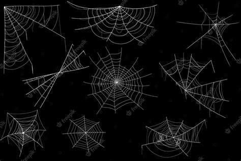 Premium Vector | Spider web set isolated on dark background hand ...