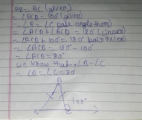 in angle ABC, if AB=BC=AC,then angle ACD is ____ - Brainly.in